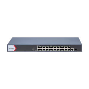 Switch 24 porturi PoE Gigabit, 1 port SFP Gigabit, 1 port RJ45 Gigabit, 1U, management - HIKVISION - DS-3E1526P-EI-M