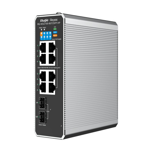 img24750large-2 Switch industrial 7 x RJ45 1G PoE+, 1 x RJ45 1G Hi-PoE, 2 x SFP 1G, Cloud Management - Ruijie Reyee RG-NIS2100-8GT2SFP-HP - imagine 1