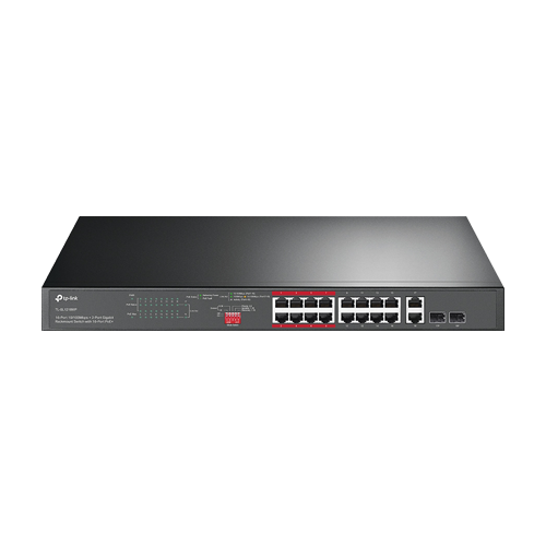 img31195large-3 Switch 16 x RJ45 10/100 Mbps PoE, 2 x RJ45 1G, 2 x combo SFP 1G, Buget PoE 250W, Unmanaged - TP-Link TL-SL1218MP - imagine 1