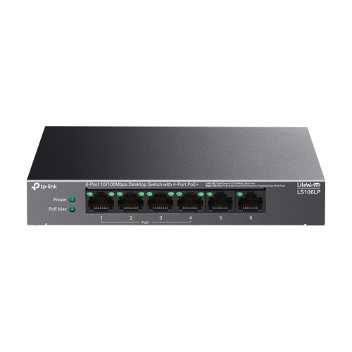 img31955large-3 Switch LiteWave, 4 x RJ45 10/100 Mbps PoE, 2 x RJ45 10/100 Mbps, Buget PoE 41W, Unmanaged - TP-Link LS106LP - imagine 1