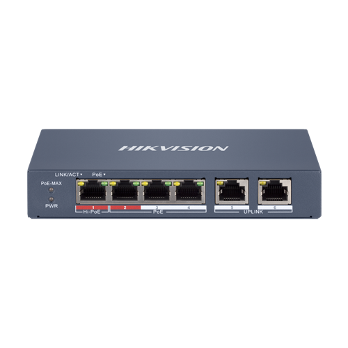 img32885large-2 Switch 4 x RJ45 100 Mbps PoE at/af/bt, 2 x RJ45 100 Mbps Uplink, Management - HIKVISION DS-3E1106HP-EI - imagine 1