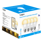 Set 4 becuri smart Wi-Fi, lumina calda 2700K ajustabila, 806 lm, E27 - TP-Link Tapo TapoL510E(4-pack) - imagine 3