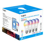 Set 4 becuri smart Wi-Fi, RGB, intensitate ajustabila, 2700-6500K, 806 lm, E27 - TP-Link Tapo TapoL530E(4-pack) - imagine 2