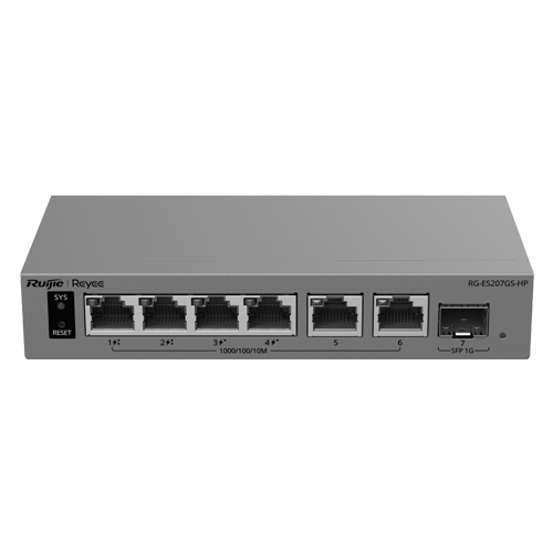 img47611large Switch L2, 6 x RJ45 1G (2 x PoE++, 2 x PoE+), 1 x SFP 1G, Cloud Management - Ruijie Reyee RG-ES207GS-HP - imagine 1